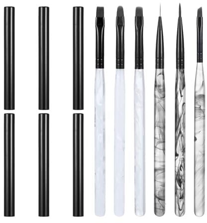 Nail Art Brushes, 6 Pieces Manicure Nail Brushes for Cleaning Nail Gel Polish Nail Art Design Pen Acetone Resistant Nail Brush Professional Nail Painting Brushes for Gel Nail Art Design Cleaning Up