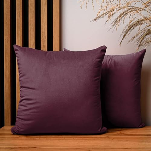 MG Design 2er Set Kissenbezüge 40 x 40 cm in Dunkelrot – mit Reißverschluss, samtig-weich mit dezentem Schimmer, pflegeleicht & langlebig