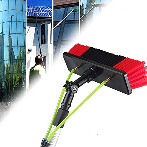 Asta estensibile per pulizia finestre, 12 m, con spazzola spray ad acqua, ideale per lavare camion, finestre e pannelli fotovoltaici