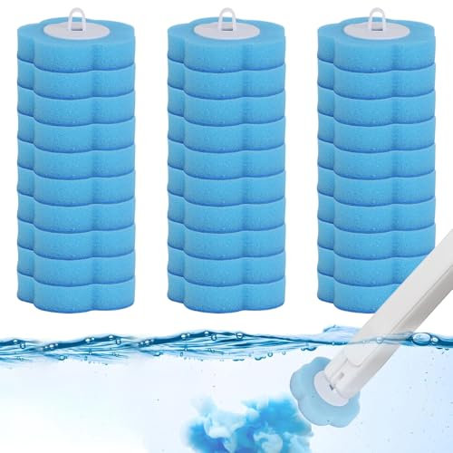 Disposable Toilet Brush, 30PCS Toilet Wand Disposable Refill Heads, Toilet Wand Replacement Heads, Toilet Wand Refills Heads for Sink Bathtub Wash Basin Mop Pool Bathroom Cleaning(Ocean Blue)
