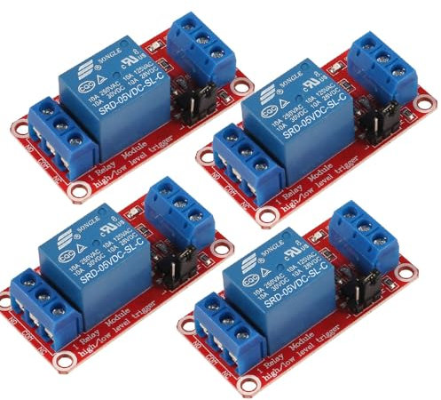 Gebildet 4 Piezas DC 5V 1 Canal Módulo de relé Placa de Protección con Aislamiento de Optoacoplador Soporte bajo Compatible con Placa de Desarrollo Disparador