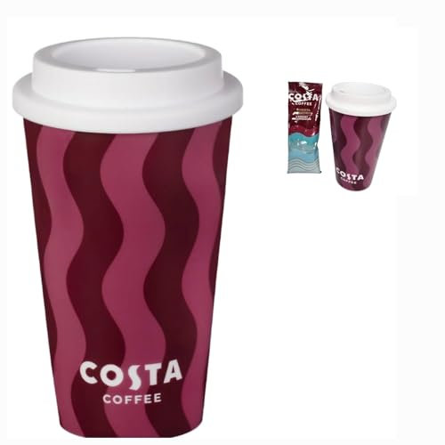 Temas Coffee Travel Mug Gift Set – Includes Reusable Mug with Lid & Creamy Cappuccino Sachet – Gift for Coffee Lovers