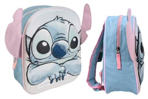 mybagstory - 3D Rucksack für Kinder Stitch - Blau - Rosa - Kinder - Schule - Kindergarten - Kindergarten - Schulranzen Mädchen - Größe 27 cm - Verstellbare Träger - Geschenkidee, Sonic – Blau – Rosa,