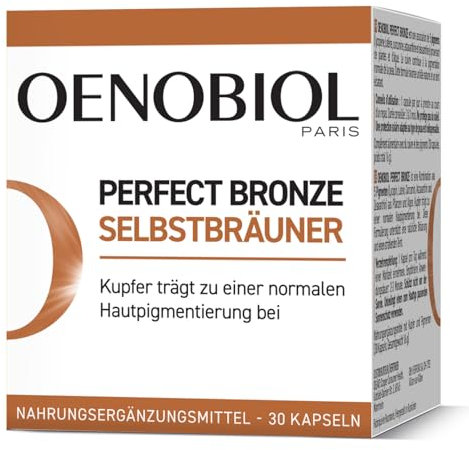 OENOBIOL - PERFECT BRONZE Selbstbräuner¹ - 5 konzentrierte Pigmente, 100% pflanzlichen Ursprungs - Nahrungsergänzungsmittel 30 Kapseln - 16 g - 1 Monat