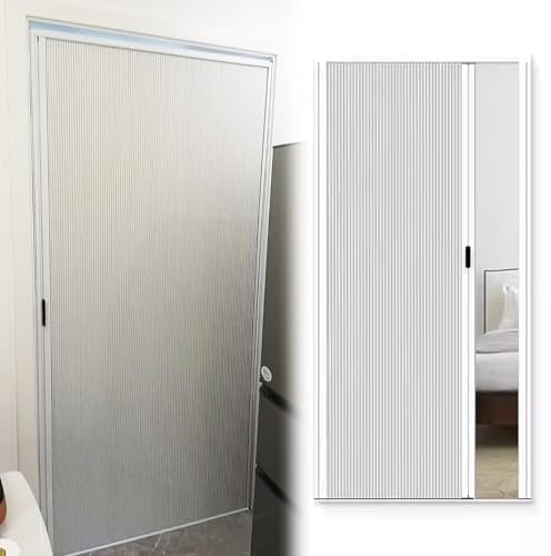RENLXFI Porta Pieghevole A Nido d'Ape Push-Pull Alta 190 200 210 220 230 240 CM, Porta A Soffietto Senza Foratura per Interni, Porta A Soffietto Salvaspazio Bianca(70x210cm/27.5x83in)