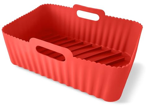 Guardini, Molde rectangular con asas 15 x 22 cm, ideal para freidora de aire, silicona alimentaria, rojo, línea Air Fryer