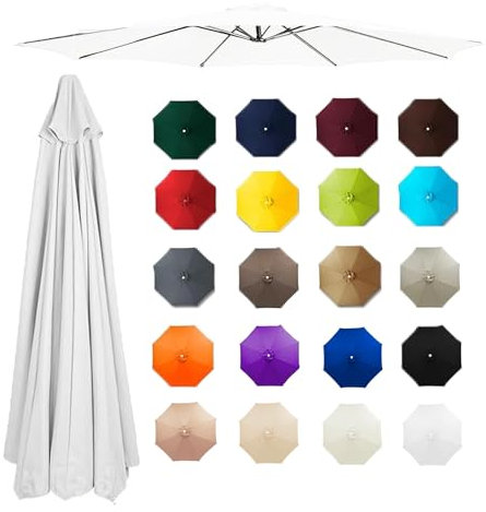 Cubierta De Repuesto Para Sombrilla, Toldo De Repuesto Para Sombrilla De Patiode 6/8 Varillas, Impermeable, Protección UV, Lona De Repuesto Para Sombrilla De Para Piscina, Terrazas(Blanco,3.0m (8Ribs)