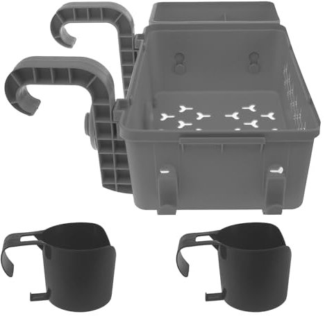 Fyeme Pool Aufbewahrungskorb Pool Ablage mit 2 Getränkehalter Abnehmbar Plastik Grau Pool Getränkehalter Poolrand Geeignet für Schwimmbäder Ra (Grau)