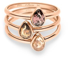 s.Oliver Damen Schmuck – Ringe aus Edelstahl mit funkelnden Steinen in verschiedenen Farben – Elegant & Zeitlos schön – Perfekte Geschenkidee