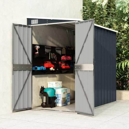ChicAbode Anbauschuppen Anthrazit 118x194x178 cm Verzinkter Stahl
