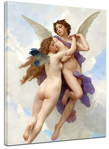 Bilderdepot24 Bild auf Leinwand | William Adolphe Bouguereau - Amor und Psyche in 30x40 cm als Wandbild | Wand-deko Dekoration Wohnung alte Meister | NEU-180229-30x40-amor
