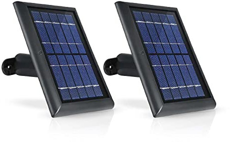 Wasserstein Panel solar compatible con Ring Spotlight Cam Plus/Pro/batería y batería Ring Stick Up Cam, incluye enchufe de barril con adaptador USB C, carga de 2 W 5 V (paquete de 2, negro)