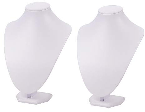 PH PandaHall 2-Pakete Weiße Halskette Büste Display Stand Samt Halskette Displays Halsketten Display Halskette Mannequin Schmuck Modell Organizer für Heimschmuck Organisation 25x17cm