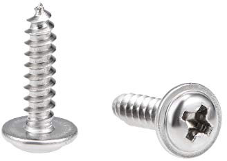 sourcing map 3x12mm Self Tapping Screws Phillips Pan Head with Washer Screw 304 Stainless Steel Fasteners Bolts 50Pcs