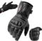 Islero Professional Leather Motorbike Motorcycle Gloves Windproof Waterproof Carbon Fiber Knuckle Racing Thinsulate Hipora Smartphone Touch Compatible (XX-Large)