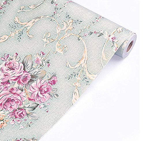 Yija Selbstklebende Tapete im Landhausstil mit Rose, rustikales Design, für Kommode, Schublade, Schrank, Deko-Aufkleber, 45 x 25 cm