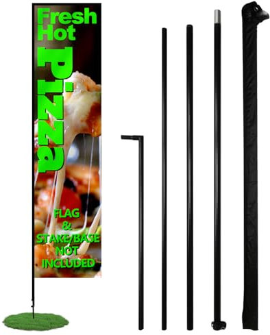 Set di aste per bandiera rettangolo Anley in piuma - Set di aste per banner flutter assemblato con borsa per il trasporto - Adatto per bandiere in piuma 2,5F X 8Ft (non incluse) - SOLO pennone