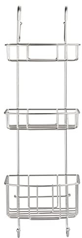 WENKO Dusch-Caddy Mod. Olesi 3 Etagen, Duschablage aus rostfreiem Edelstahl für Duschgel, Shampoo & Co. zum Einhängen an die Duschkabine im Badezimmer, Befestigung ohne Bohren, 22,5 x 70 x 22 cm, Matt