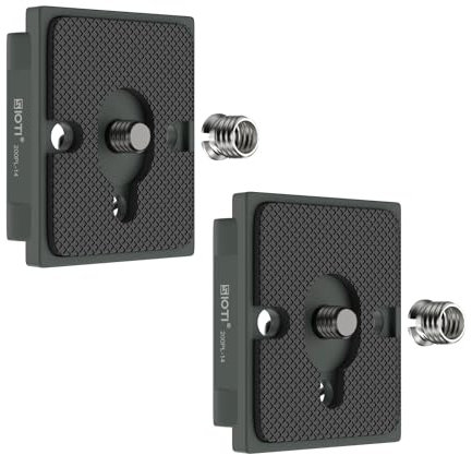 SIOTI 323 Quick Release Plate, 200PL-14 RC2 Quick Release Plate with 1/4-20 Screw and 3/8 Bushing Adapter Compatible for Manfrotto Tripods Head with RC2 Rapid Connect System Include