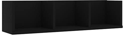 vidaXL Black Engineered Wood CD Wall Shelf - Modern Wall-Mounted Storage Unit for CDs, DVDs, and Accessories - Suitable for Home Office, Living Room, and Kids Room