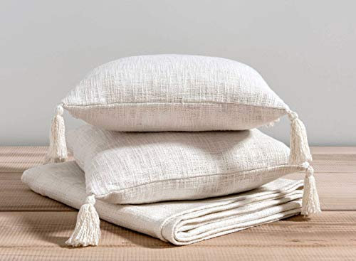 nielsen Home Set, 1x Wohndecke Avivo 150x200cm + 2X Kissen Zoe, inkl. Füllkissen 45x45cm, Weiß