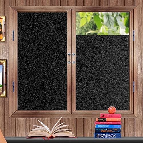 Zindoo Vinilos para Ventanas Negro Película para Ventana 100% Opaco Sombreado Decorativa Vinilo Cristal Ventana Anti-UV Adecuada para Baño, Vestuario 90 x 200 cm