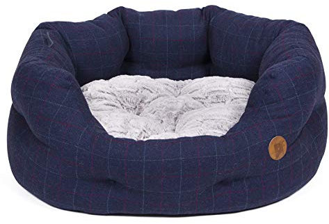 Petface Midnight Hundebett aus Tweed, oval, mit Wendekissen, maschinenwaschbar, groß (1 Stück)