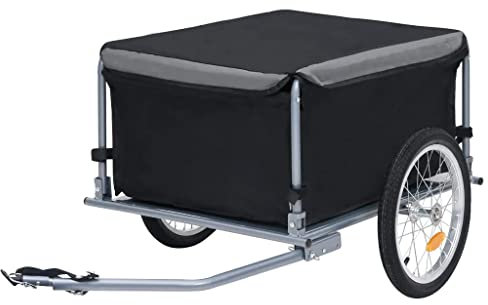 vidaXL Fahrrad Lastenanhänger Fahrradanhänger Transportanhänger Handwagen Radanhänger Gepäckwagen Anhänger Transportwagen Schwarz Grau 65kg