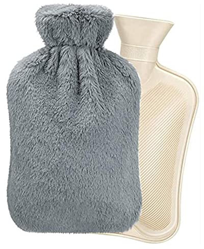 YAHOM Hot Water Bottle - Water Bag with Organic Cotton Cover, Rubber Hot Water Bag for Pain Relief, Hot & Cold Therapy, Cramps, Neck, Shoulders and Feet Warmer