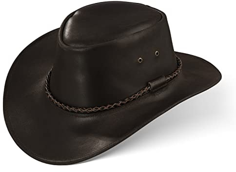 Black Forest Fox JERO Western Cowboy Reiten Leder Sonnen Hut in (XL, Braun)