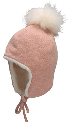 Sterntaler Baby Mädchen Inka Lurex Mütze - Kappe für Kinder aus Strickware mit Bommel und Bindeband - Rosa, 51