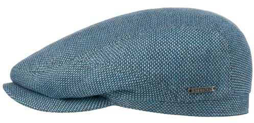Stetson Taleco Schirmmütze Flatcap Uni einfarbig Made in EU Damen Herren Sommer Winter blau 60 cm