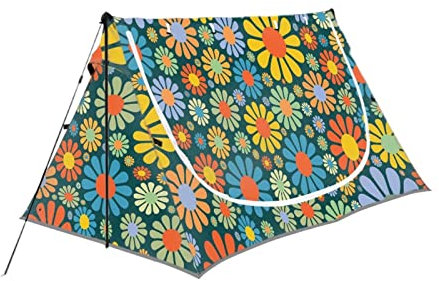 BYCHECAR Hippie-Gänseblümchen-Zelte für Camping, 1–2 Personen, Zelt, leicht, Blume, wasserdicht, kleines Campingzelt für Wandern, Reisen, Rucksackreisen, tragbar, einfache Einrichtung