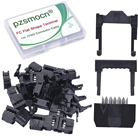 Pzsmocn 20 Sätze IDC 2 * 3 Zweireihiger Rechteckiger Steckeradapter FC Schwarzer Crimpdraht Dreiteiliges Set 2,54 mm Rastermaß, 6-poliger FC-Buchsenstecker, für JTAG-Anschluss Flachbandkabel.