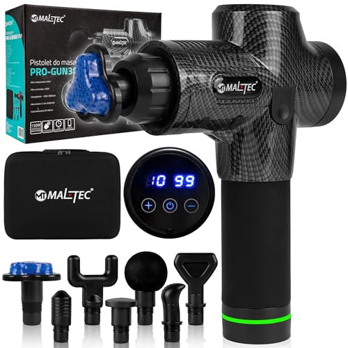 MalTec Health Massagepistole PRO-GUN3800 7w1 Elektrisch Massagegerät mit 6 Massageköpfen + Anwärmmassageaufsätze für Muskel Massage Gun Deep Tissue