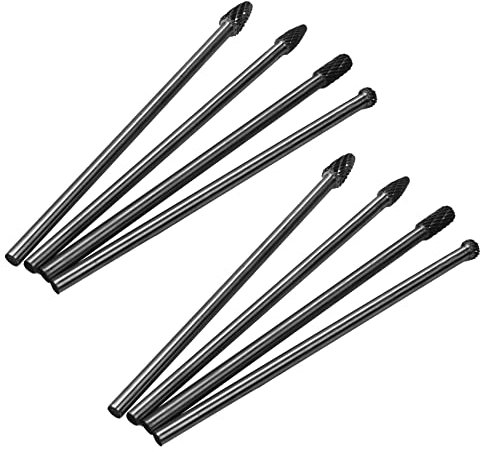 Cusstally 8 piezas de alcance fresa giratoria doble corte de tungsteno carburo varilla de 1/4 pulgadas de 6 pulgadas