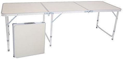 LEADZM Table de Camping Pliante Portative 180x60x70cm: Légère, Compacte et Antirouille, Idéale pour Pique-Niques et Barbecues en Plein Air
