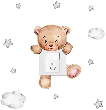 Eastuy Outlet-Aufkleber niedlich, Lichtschalter Wandaufkleber, Niedliche Cartoon-Bären-Lichtschalter-Aufkleber, Steckdosen-Aufkleber für Kinderzimmer, Wandkunst-Dekoration