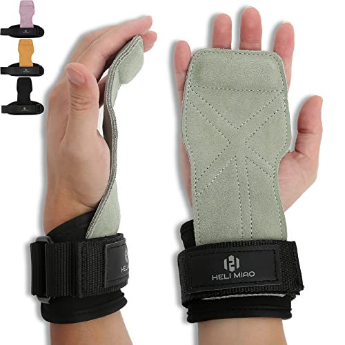 Fast Grip Leder Zughilfen Krafttraining Profi Schnellverschluss für Bodybuilding, Fitness, Crossfit, Krafttraining, Powerliftin - Lifting Straps für Frauen und Männer, Grün