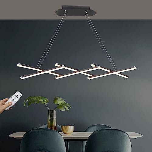 Modern LED Pendelleuchte Einziehbares Esstisch Hängelampe Dimmbar mit Fernbedienung Kronleuchter Höhenverstellbar Bürolampe Küchenlampe für esszimmer Wohnzimmer Küche leuchte Büro (Schwarz, 80cm)