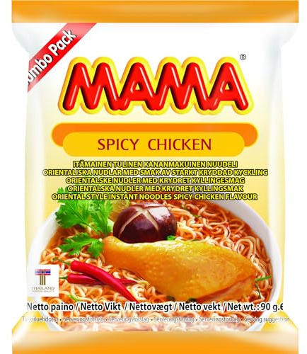 MAMA Instant Nudeln Würziges Huhn - Thailandische Ramen, 90 g | Authentischer Thai-Geschmack – Nr. 1 Nudelmarke aus Thailand, scharf gewürzt, in Minuten fertig