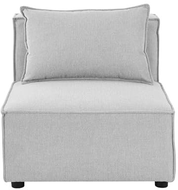 Juskys Mittelsofa Domas - modulares Sofa in Stoff Hellgrau - Wohnzimmer Couch mit Kissen - Modulsofa 130 kg belastbar - Sofagarnitur Wohnlandschaft