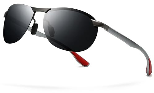 SUNGAIT Ultraleichte polarisierte langlebige Sonnenbrille für Herren Golf fahren Al-Mg-Legierung Bügelfederscharnier UV400 SGT302-QH DE