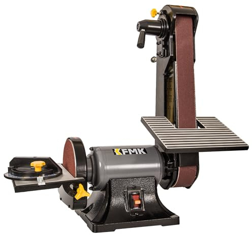 KFMK 2 x 42 pollici. Levigatrice a nastro e levigatrice a disco da 6 pollici, banco da 3,5 Amp e levigatrice a nastro da 1/2 HP per lavorazione del legno, metallo e produzione di coltelli, affilatura