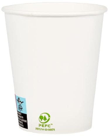 Monouso | 50 Vasos de Cartón Blanco 9 oz (280 ml) Ø8 cm – Vasos Desechables para Café, Té e Infusiones | Aptos para Bebidas Calientes | 100% Reciclables