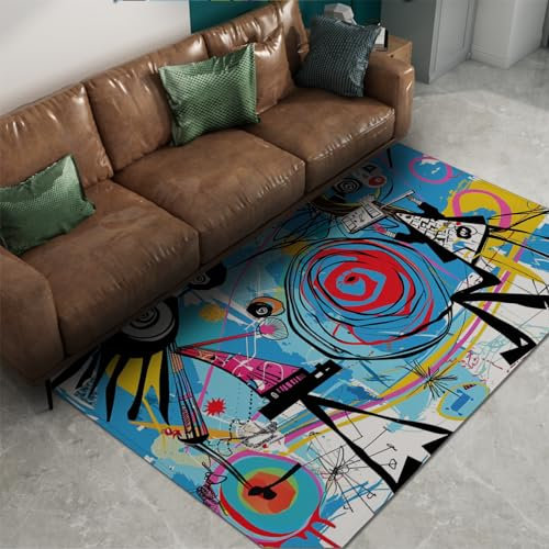 HOBBOY Vintage-Teppiche für Wohnzimmer Schlafzimmer Luxus Phönix-Muster-Teppich Niederflorteppich Bunte Wolken Türmatte Inneneingang 80 x 150 cm
