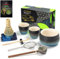 TEANAGOO Matcha Set Matcha Whisk Matcha Bowl with Water Ladle (Hishaku) Matcha Whisk Holder Tea Making Kit.Japanese Tea Set(7pcs)+2Cups(5.6oz)+1Cermaic Spoons,S23,Gradient Navy Black,Nice Packing