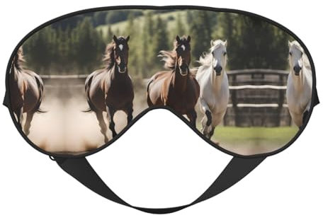 Masque de sommeil doux pour les yeux avec trois chevaux de course à pied, cache-œil respirant, parfait pour les voyages et la relaxation
