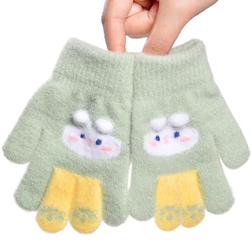 Doukesh Baby Winter Handschuhe,Cartoon Warme Strickhandschuhe,Kinderhandschuhe,Kleinkind Handschuhe Fäustlinge,Kinder Handschuhe,Winterhandschuhe Fausthandschuhe für Jungen und Mädchen 2-6 Jahre,Grün