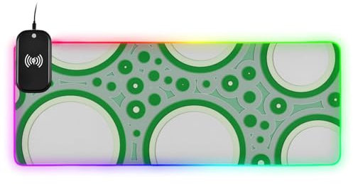 Green Circle Tapis de souris lumineux sans fil pour clavier et animal Grand tapis de souris lavable 80 x 30 cm